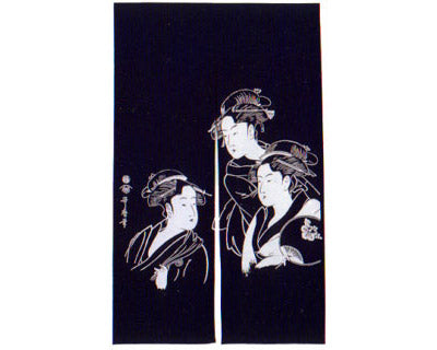 Noren Curtains - Indigo, Three Geisha