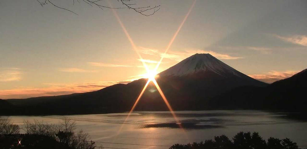 The first sunrise of the year behind Mt. Fuji